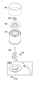 Air Cleaner Group Diagram and Parts List for 305447-0335-F1 200000 - 399999 Briggs and Stratton Engine
